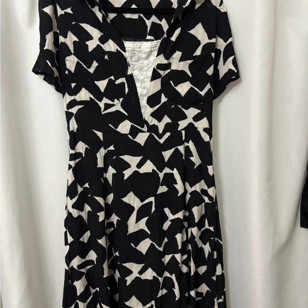 Zara Black and Cream Geometric Dress